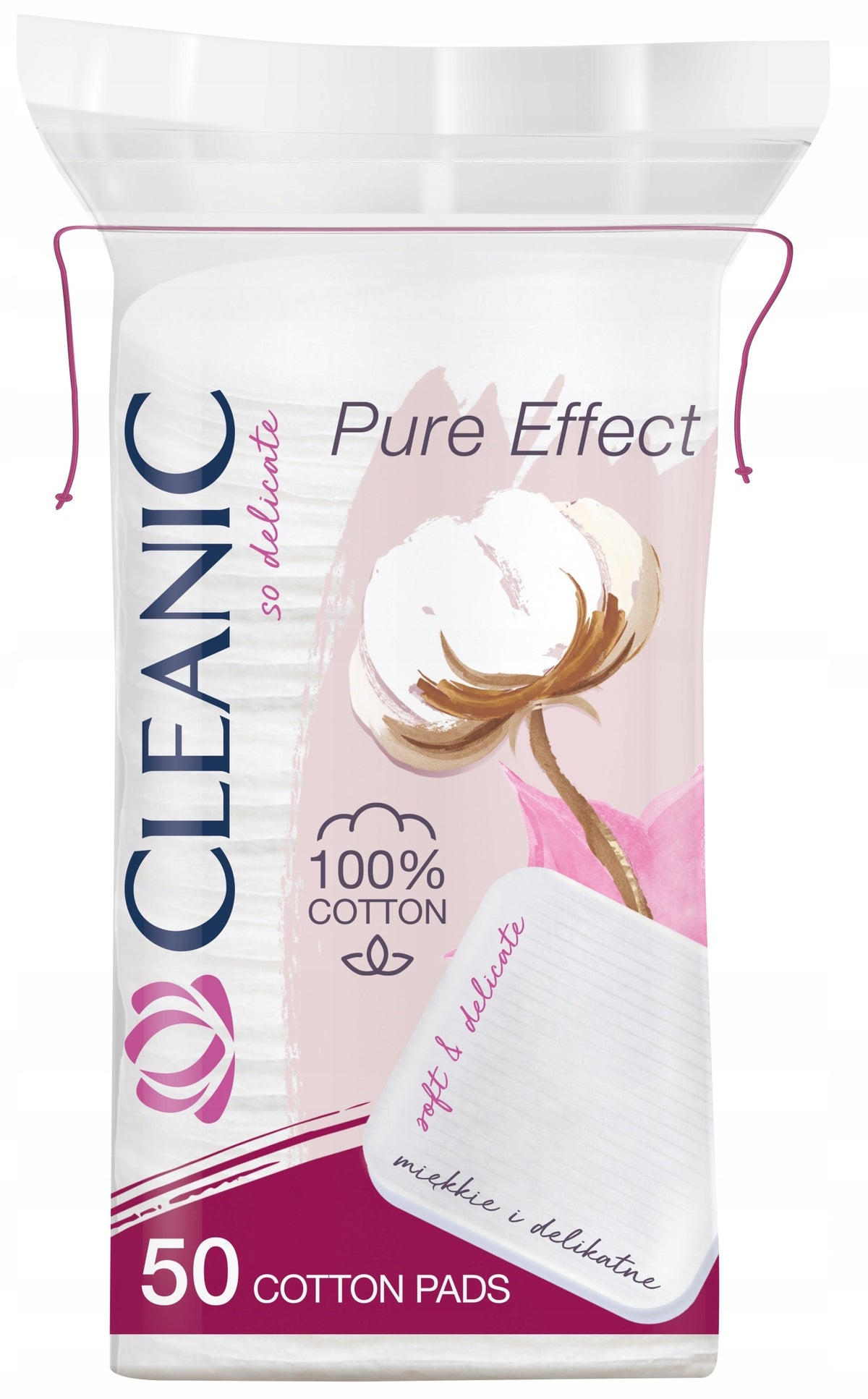 Cleanic Square Cotton Pads, 50 Count / Kwadratowe płatki kosmetyczne, 50 szt.