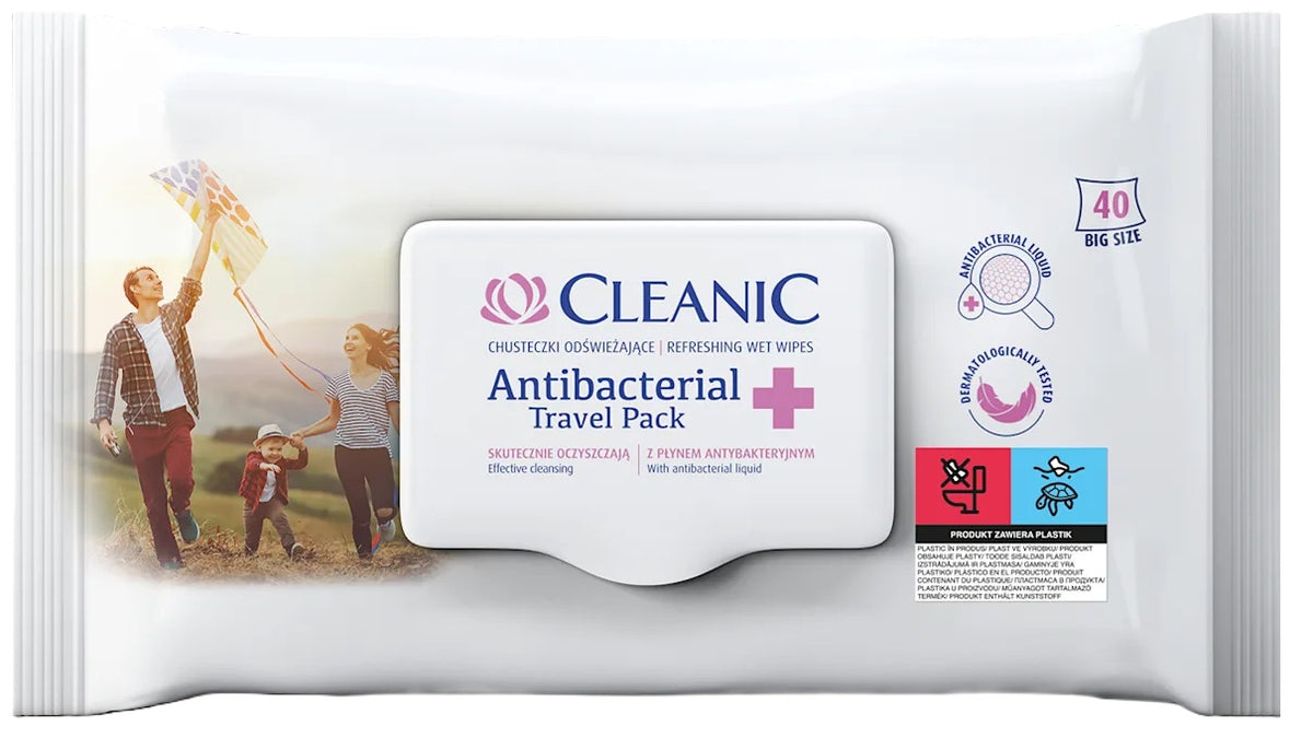 Cleanic Travel Refreshing Wipes, 40 Count / Travel chusteczki odświeżające, 40 szt.