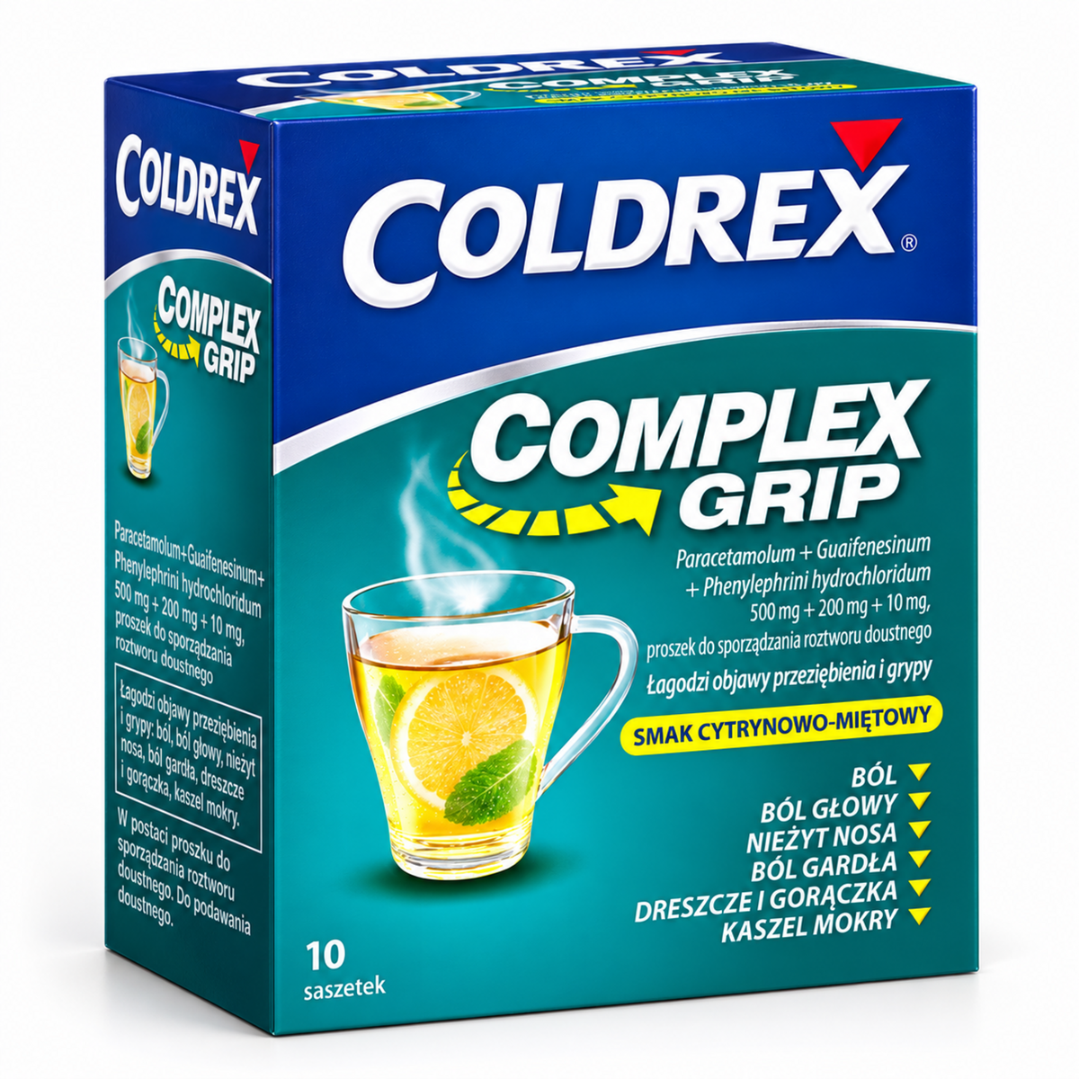 Coldrex Complex Grip Lemon & Mint, 10 sachets / Coldrex Complex Grip cytrynowo-miętowy 10 saszetek
