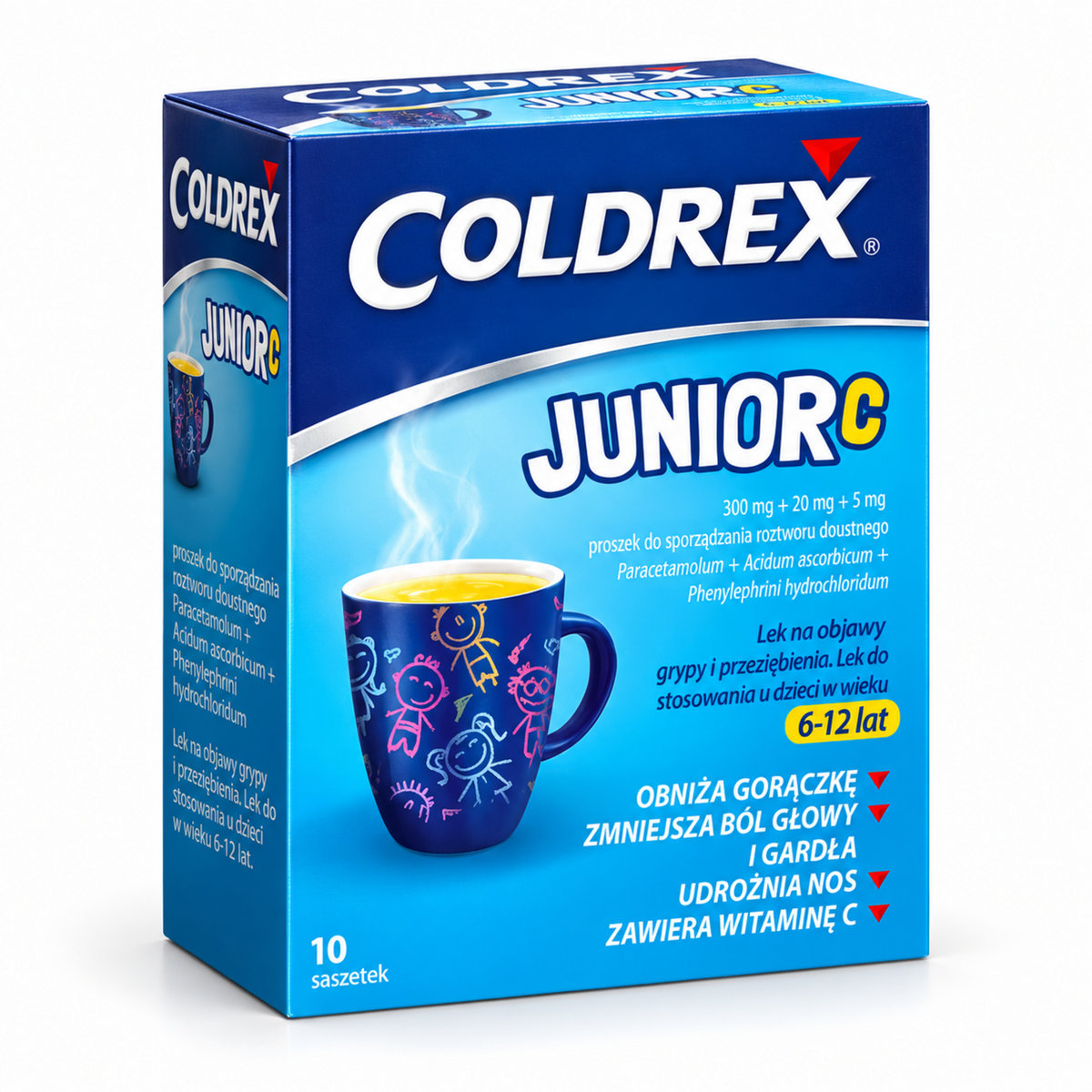 Coldrex Junior C, 10 sachets for children ages 6–12 / Coldrex Junior C 10 saszetek dla dzieci 6–12 lat