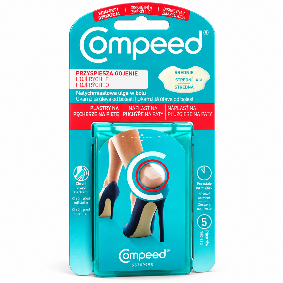 Compeed Heel Blister Plasters, 5 pack / Compeed plastry na pęcherze na piętę, 5 sztuk