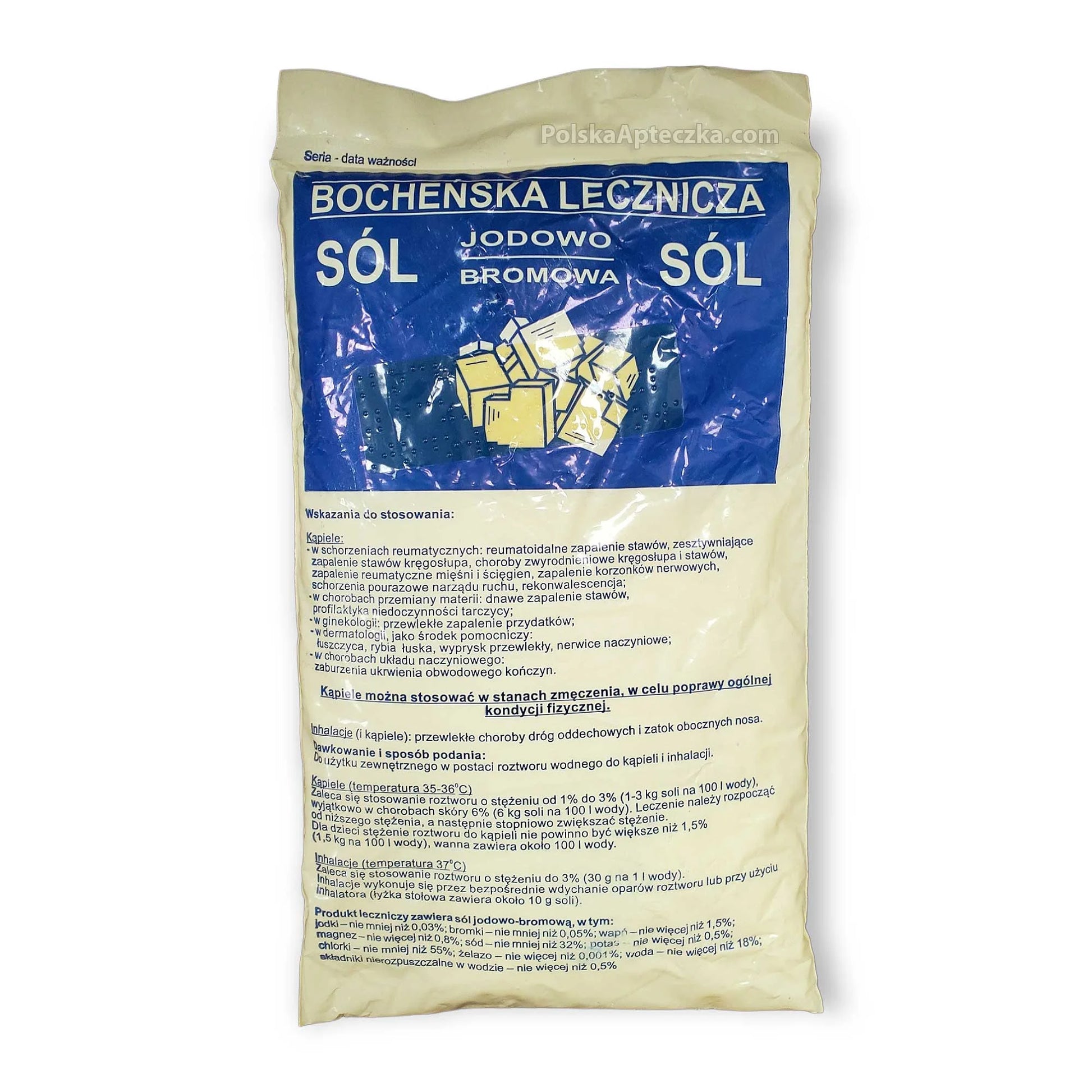 Bochenska Lecznicza Jodowo-Bromowa Salt 1000g – Therapeutic Bath Salt for Joint, Muscle, and Respiratory Relief