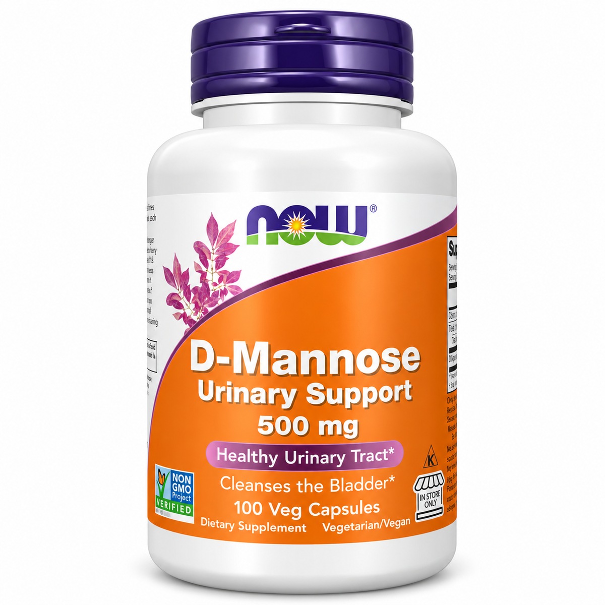 D-Mannose 500 mg Urinary Support, 100 veg capsules, NOW Foods / D-Mannoza 500 mg, 100 kapsułek roślinnych, NOW Foods