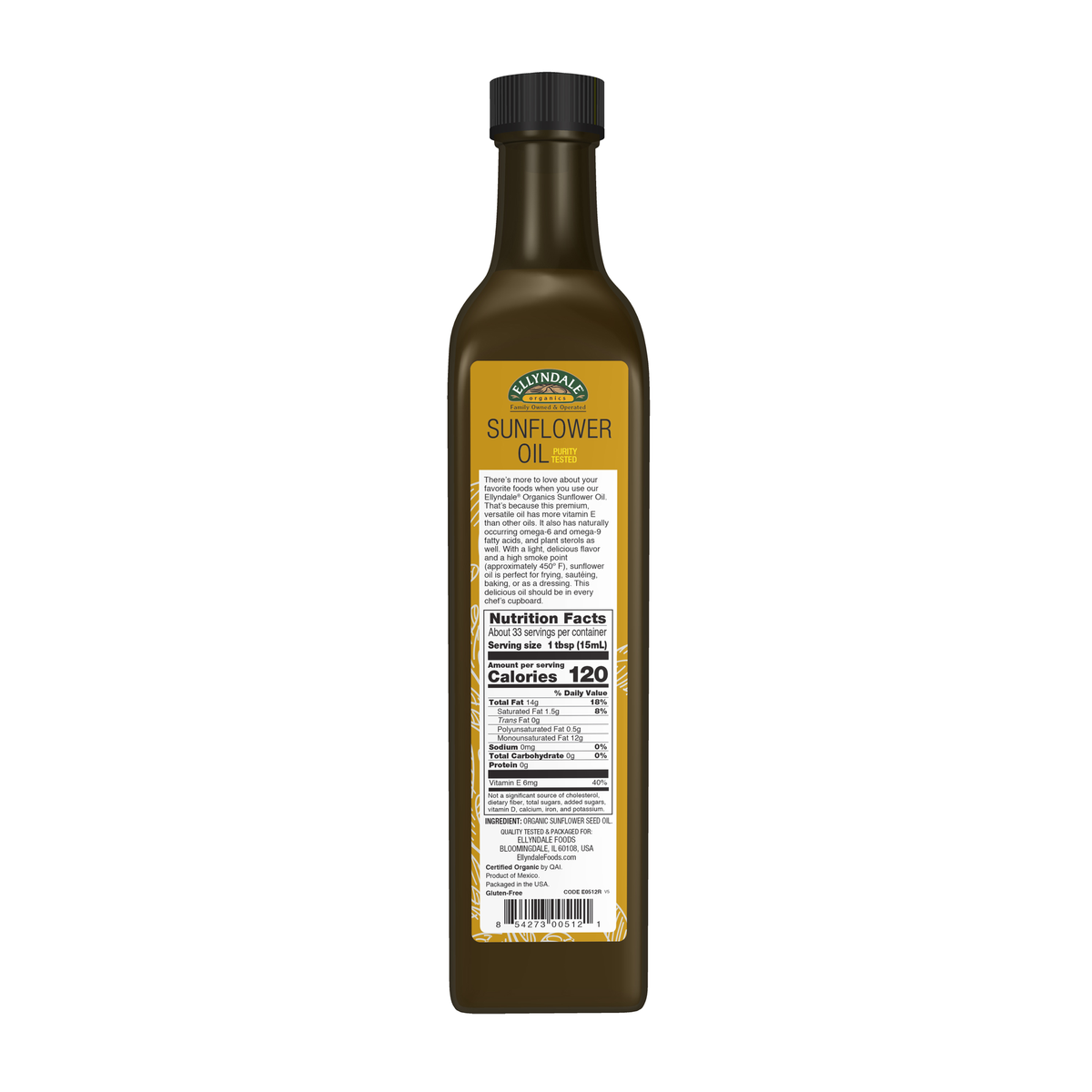 NOW Foods Sunflower Oil - 16.9 fl. oz. – Back label / Etykieta producenta