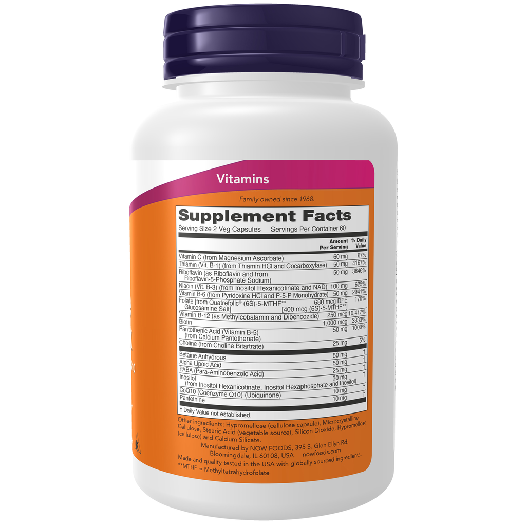 NOW Foods Co-Enzyme B-Complex - 120 Veg Caps – Right label / Etykieta producenta