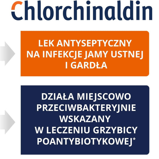 Chlorchinaldin tableteki do ssania o smaku czarnej porzeczki, 20 tabletek