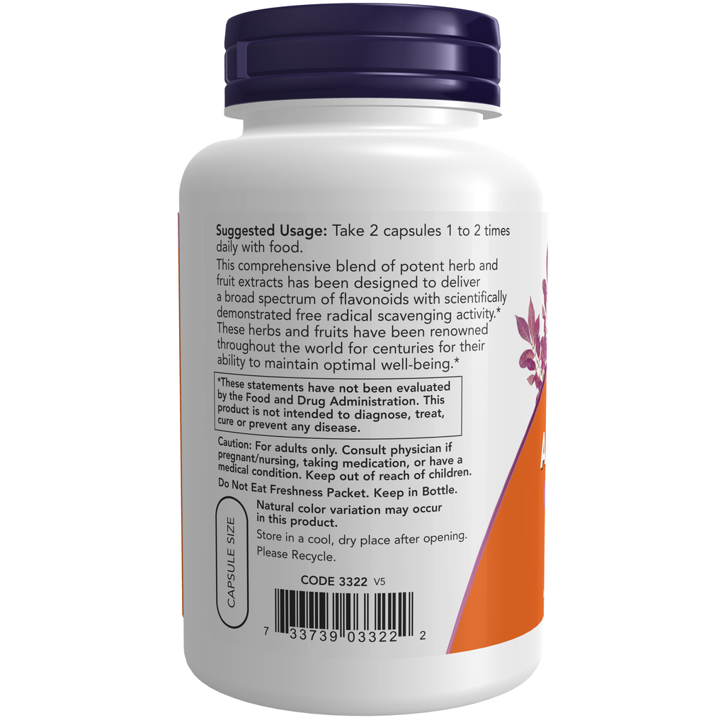 NOW Foods Super Antioxidants - 120 Veg Capsules – Label details / Etykieta producenta