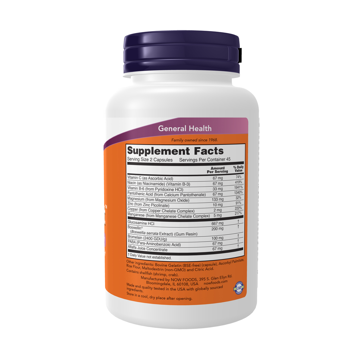 NOW Foods Joint Support - 90 Capsules – Right label / Etykieta producenta