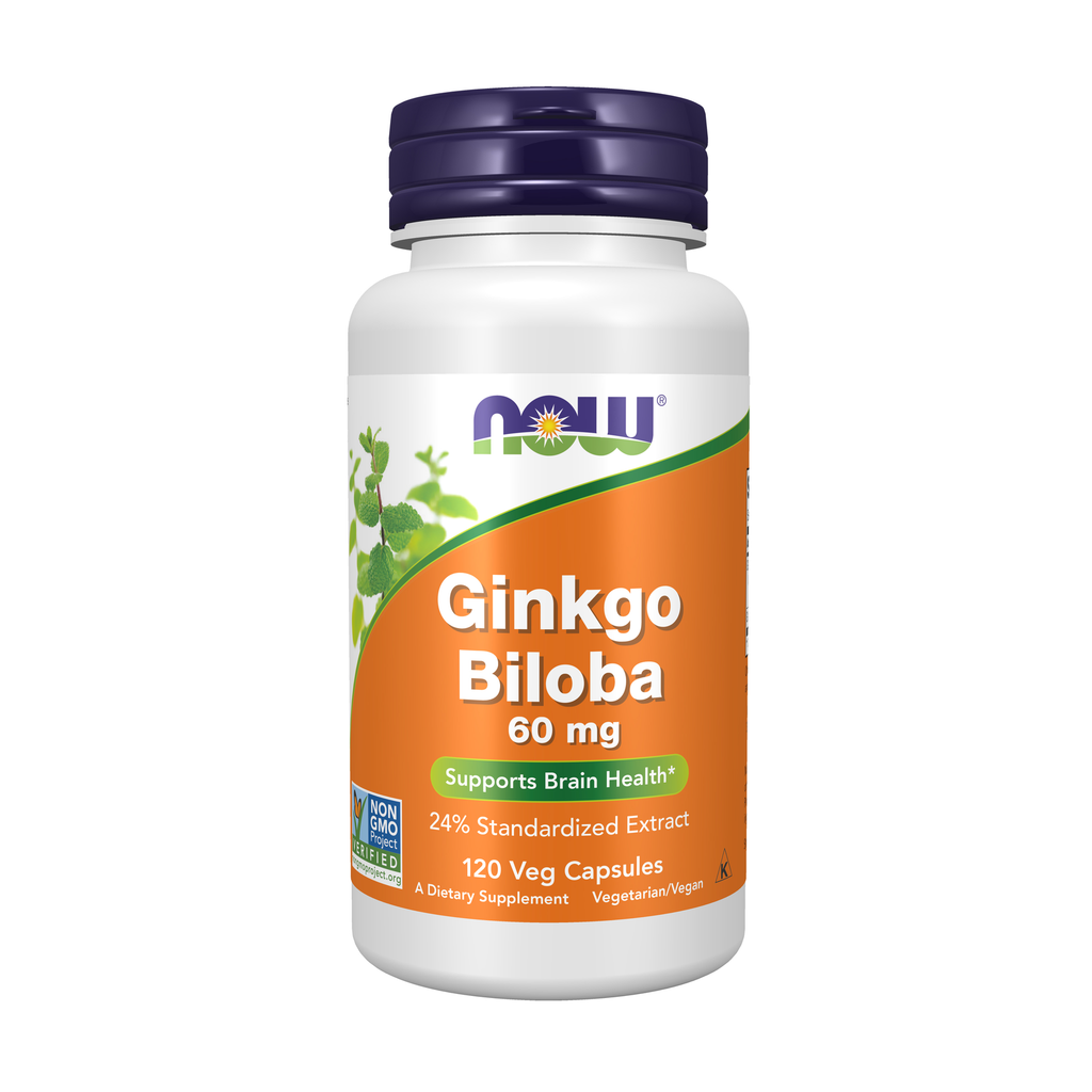 NOW Foods Ginkgo Biloba 60 mg - 120 Veg Capsules / miłorząb japoński 60 mg - 120 kapsułek roślinnych
