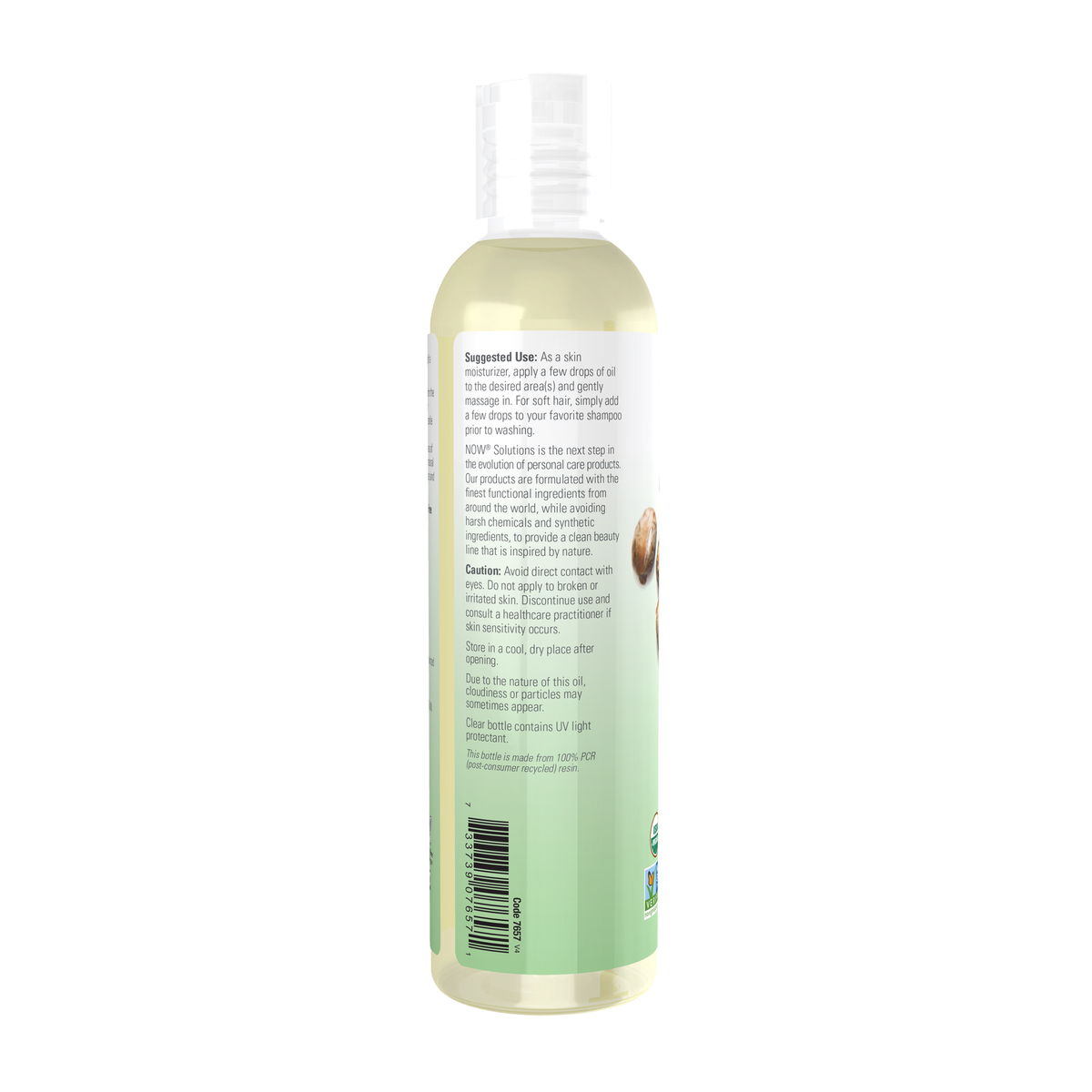 NOW Foods Castor Oil in Plastic Bottle, Organic - 8 fl. oz. – Left label / Etykieta producenta