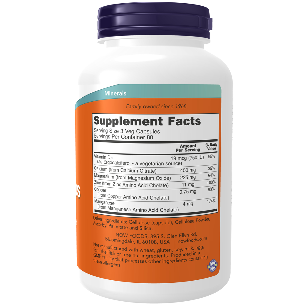 NOW Foods Calcium Citrate - 240 Veg Capsules – Label details / Etykieta producenta