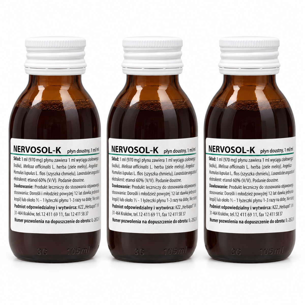Nervosol-K Calming Herbal Liquid 100 ml | Herbapol Krakow