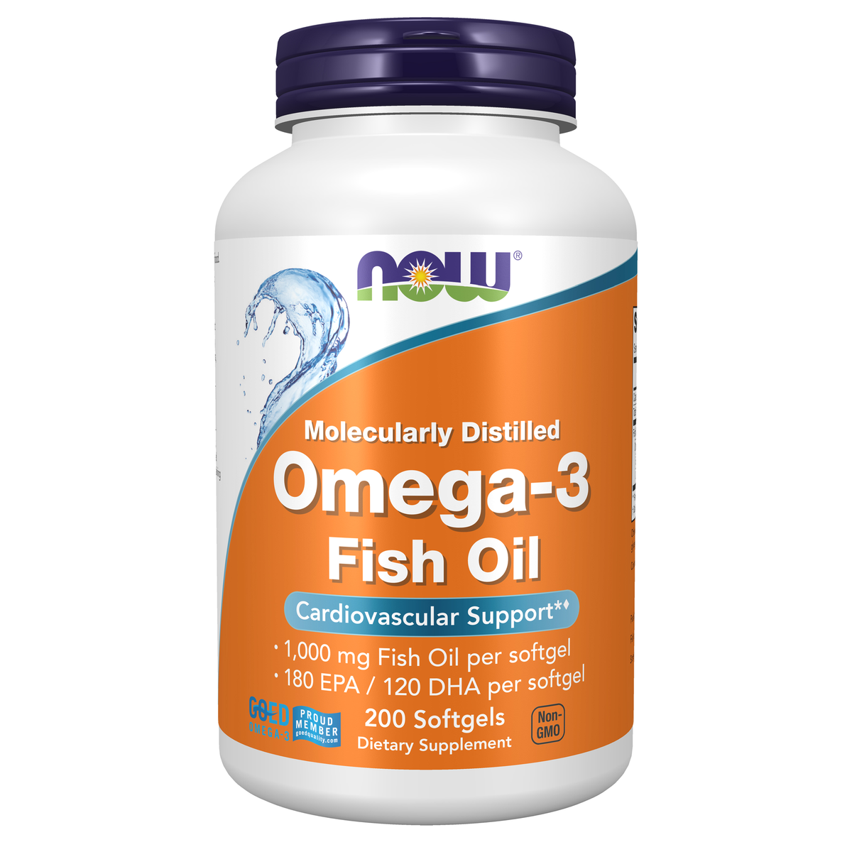 NOW Foods Omega-3 Fish Oil, Molecularly Distilled - 200 Softgels / Omega-3 olej rybi, destylowany molekularnie - 200 kapsułek miękkich