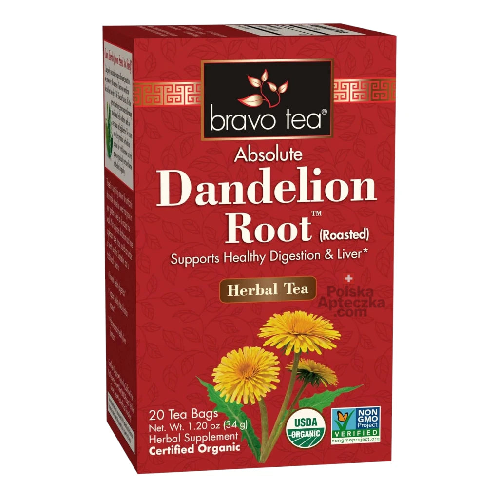 Bravo Tea Absolute Dandelion Root (Roasted) – Organic herbal tea for liver and digestive health, 20 tea bags