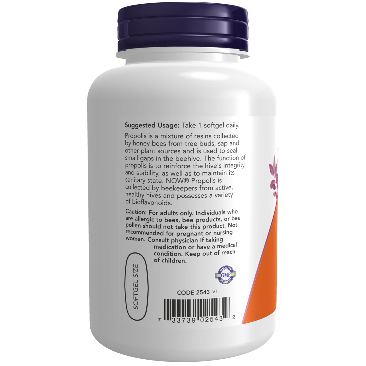 NOW Foods Propolis 2000 5:1 Extract - 90 Softgels – Label details / Etykieta producenta