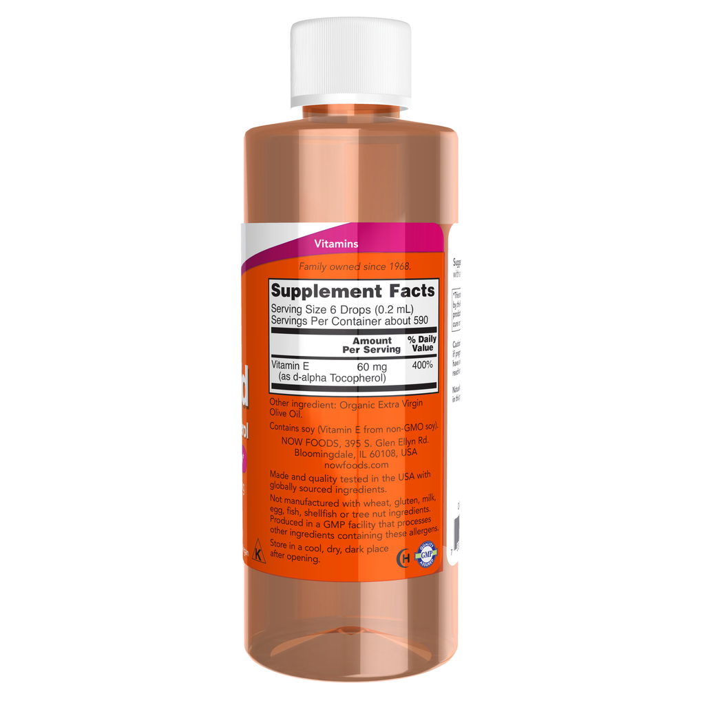 NOW Foods Vitamin E Liquid - 4 fl. oz. – Label details / Etykieta producenta