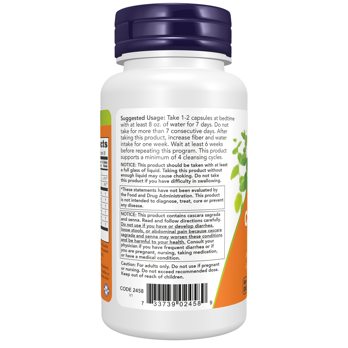 NOW Foods 7 - Day Colon Cleanse - 56 Veg Capsules – Left label / Etykieta producenta