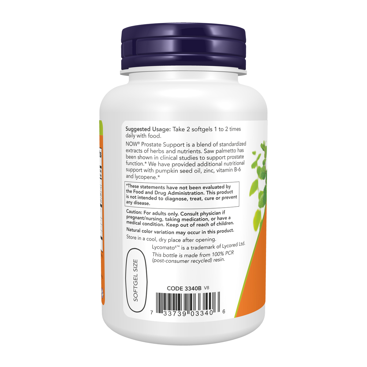 NOW Foods Prostate Support - 90 Softgels – Left label / Etykieta producenta