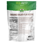 NOW Foods Golden Flax Seeds, Organic - 32 oz. – back label / Etykieta producenta
