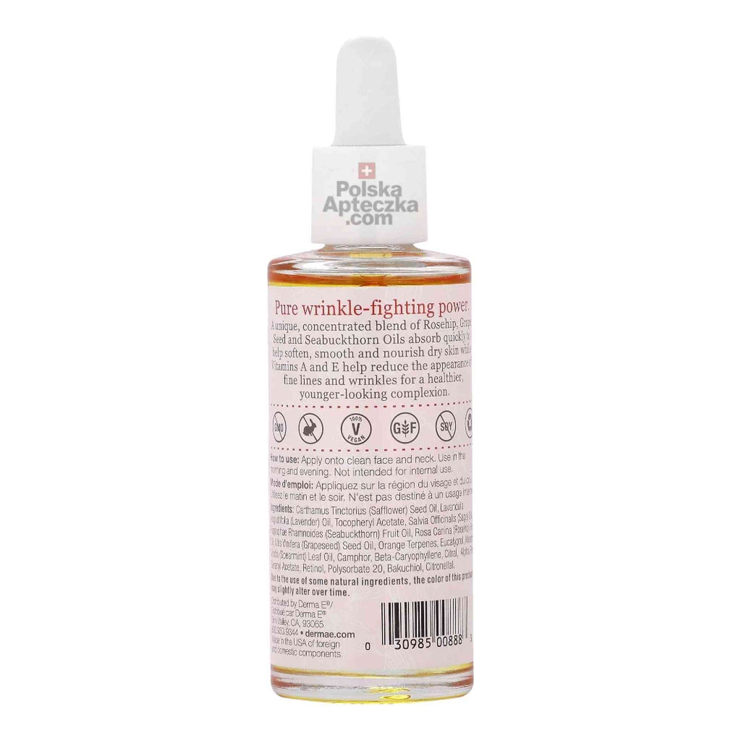Derma E Anti-Wrinkle Oil 60ml – Ingredients and Usage Instructions for Wrinkle Support with Vitamins A & E
