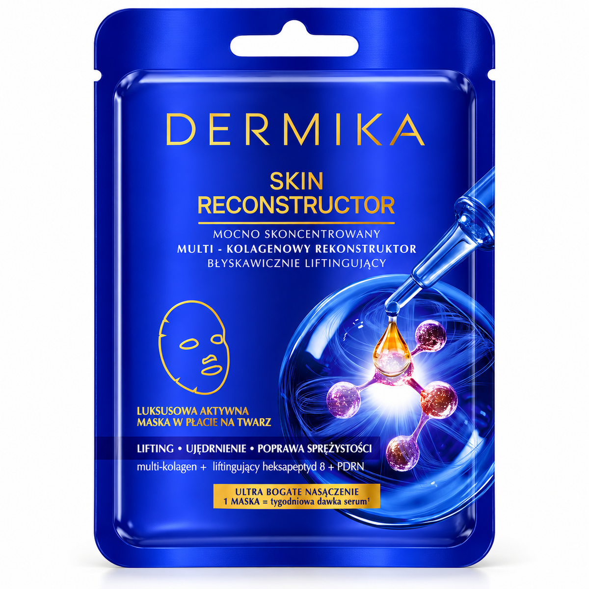 Dermika Skin Reconstructor Multi-Collagen Lifting Sheet Mask, 1 Count | Dermika Skin Reconstructor Multi-kolagenowa maska liftingująca w płacie, 1 szt.