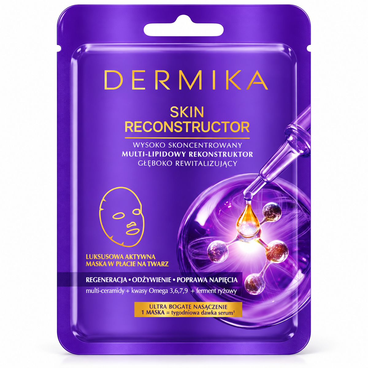 Dermika Skin Reconstructor Multi-Lipid Revitalizing Sheet Mask, 1 Count | Dermika Skin Reconstructor Multi-lipidowa maska rewitalizująca w płacie, 1 szt.