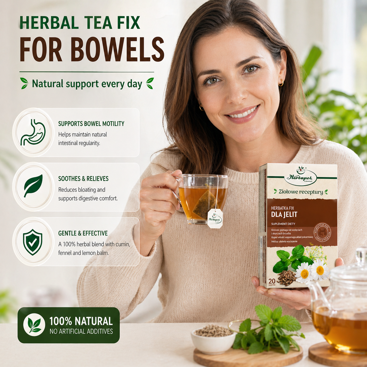 Herbapol herbal tea for digestion Dla Jelit 20 sachets Poland lifestyle