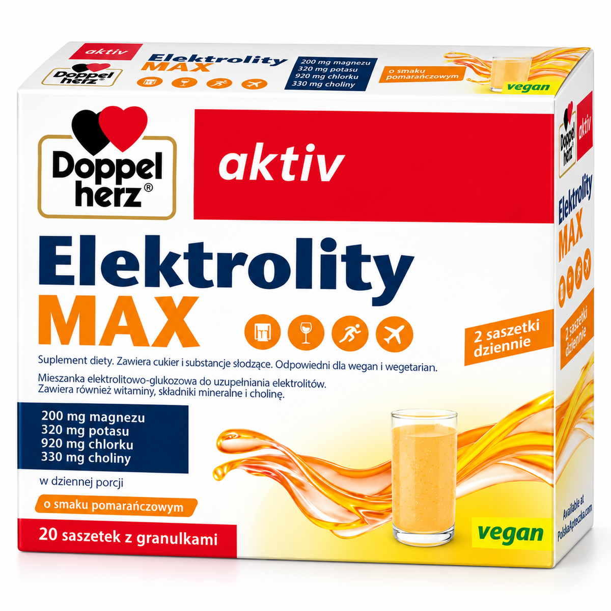 Doppelherz aktiv Electrolytes MAX Orange – 20 Sachets