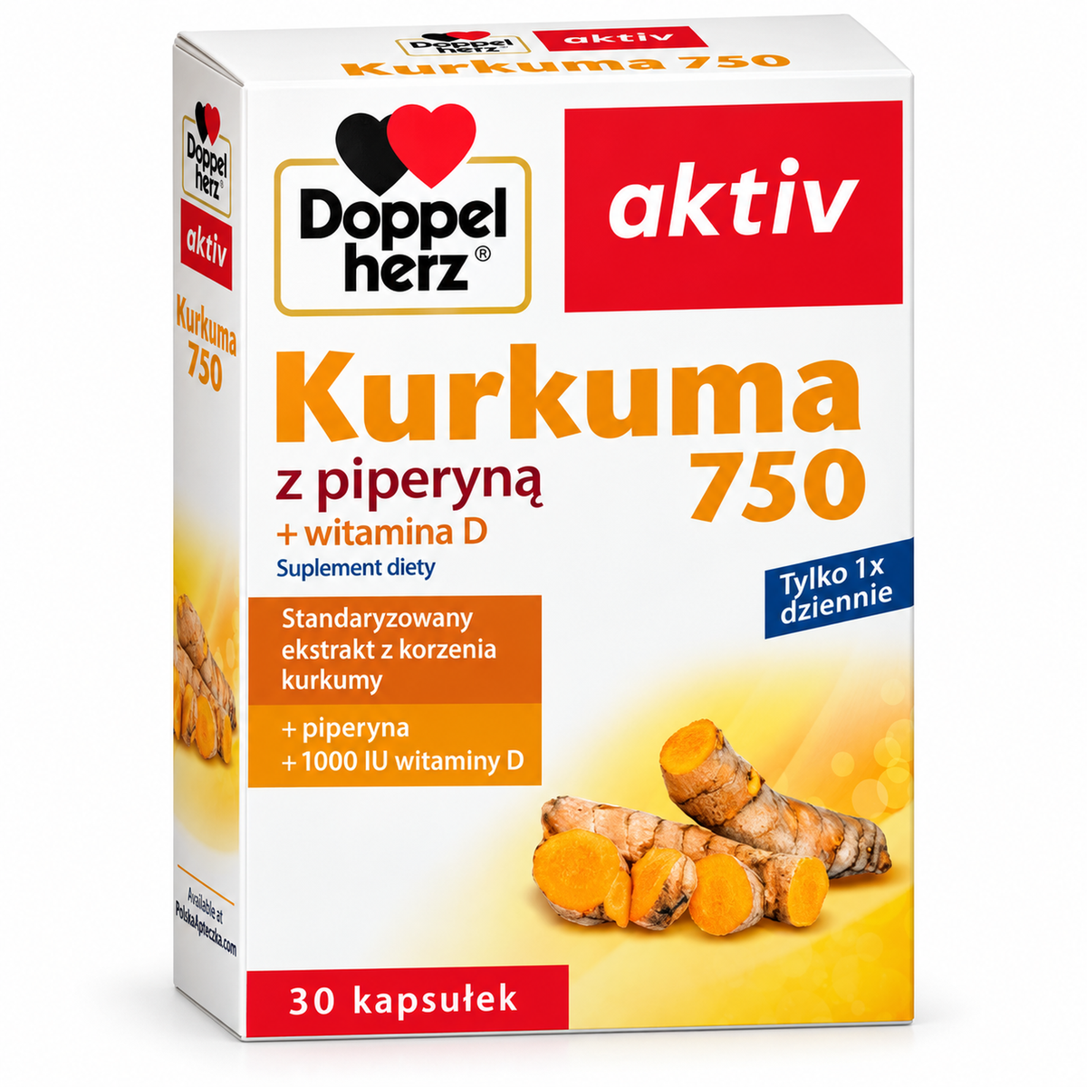 Doppelherz aktiv Turmeric 750 with Piperine and Vitamin D – 30 Capsules / Kurkuma z piperyną – 30 kapsułek
