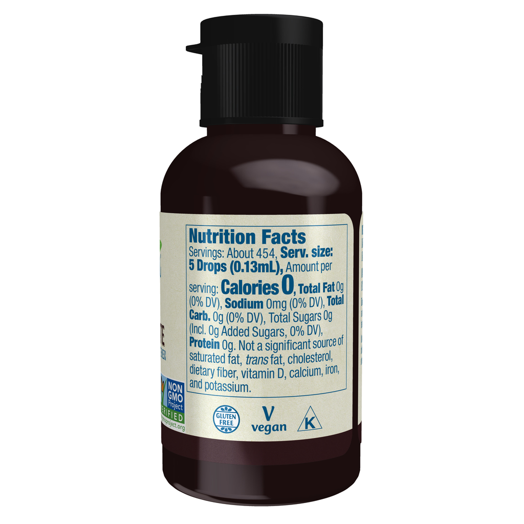 NOW Foods BetterStevia® Dark Chocolate - 2 fl. oz. – Label details / Etykieta producenta