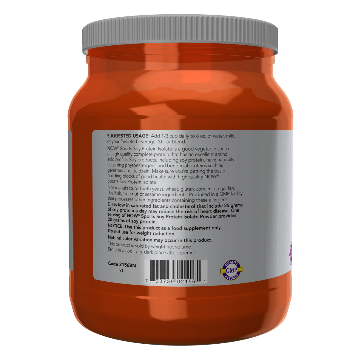 NOW Foods Soy Protein Isolate, Unflavored Powder - 1.2 lbs. – Label details / Etykieta producenta