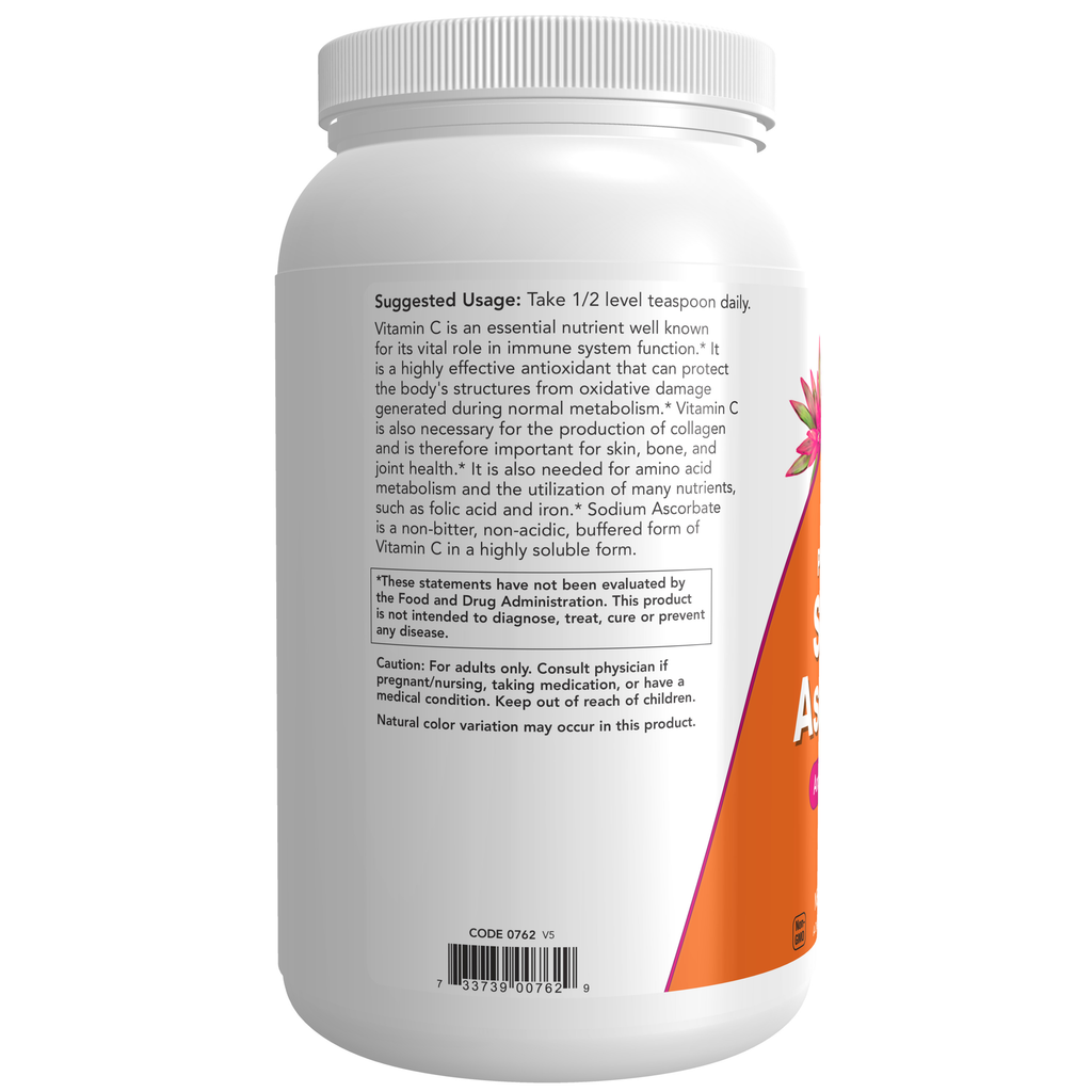 NOW Foods Sodium Ascorbate Powder - 3 lbs. – Label details / Etykieta producenta