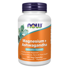 NOW Foods Magnesium + Ashwagandha - 120 Veg Capsules / magnez + Ashwagandha - 120 kapsułek roślinnych