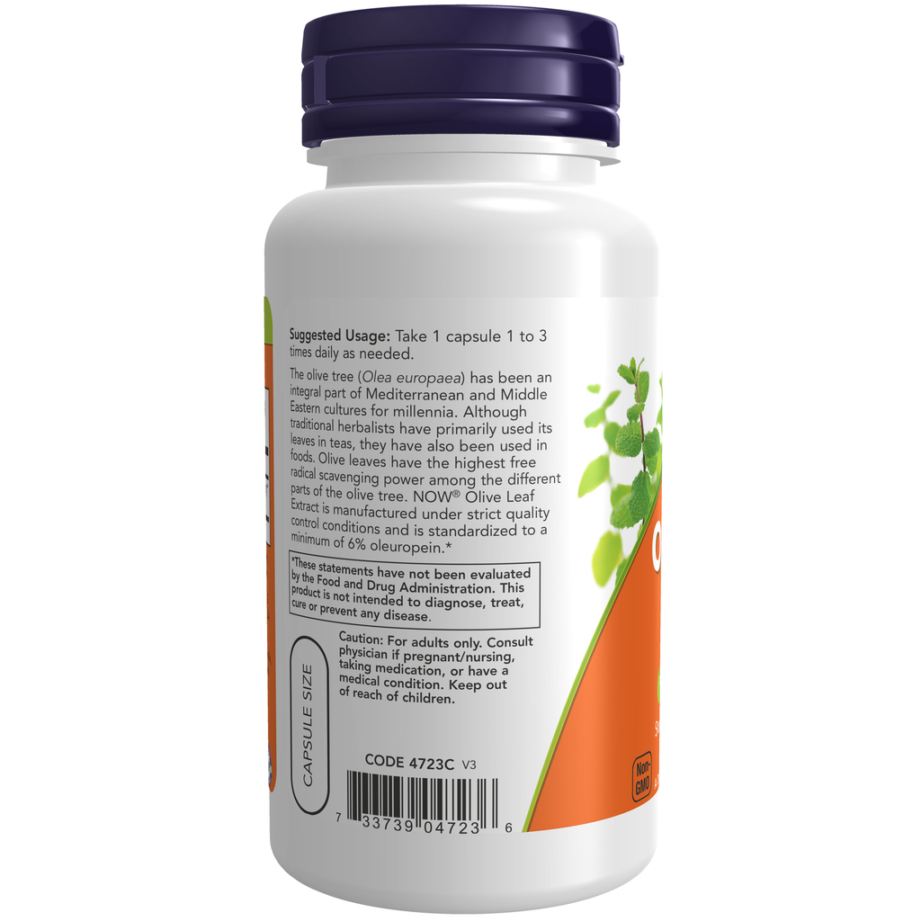 NOW Foods Olive Leaf Extract 500 mg - 60 Veg Capsules – Label details / Etykieta producenta