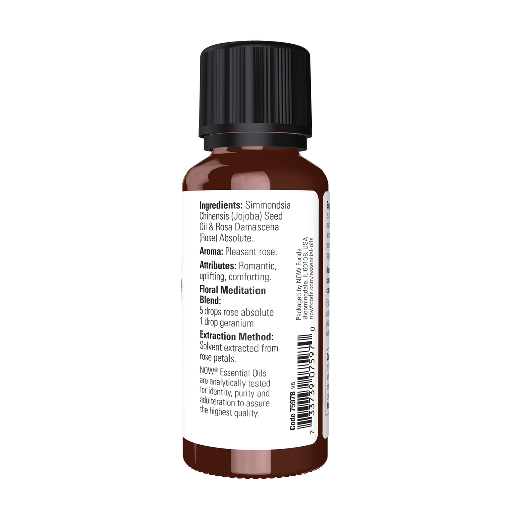 NOW Foods Rose Absolute Oil Blend - 1 fl. oz. – Right label / Etykieta producenta