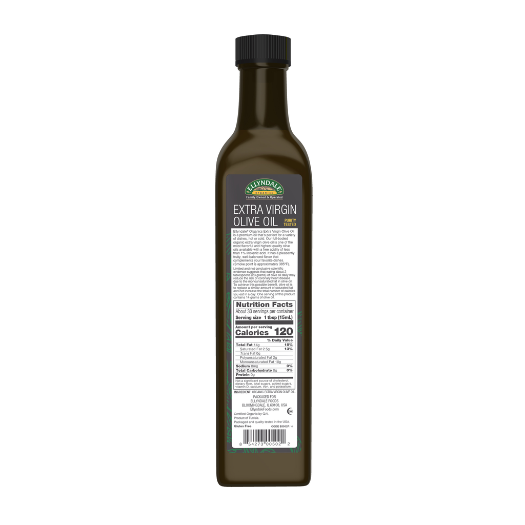 NOW Foods Extra Virgin Olive Oil 16.9 fl. oz. – Back label / Etykieta producenta