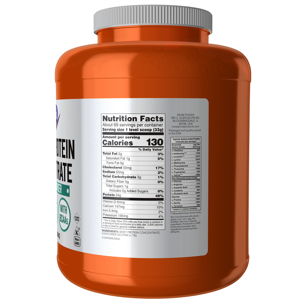 NOW Foods Whey Protein Concentrate Unflavored - 5 lbs. – Label details / Etykieta producenta