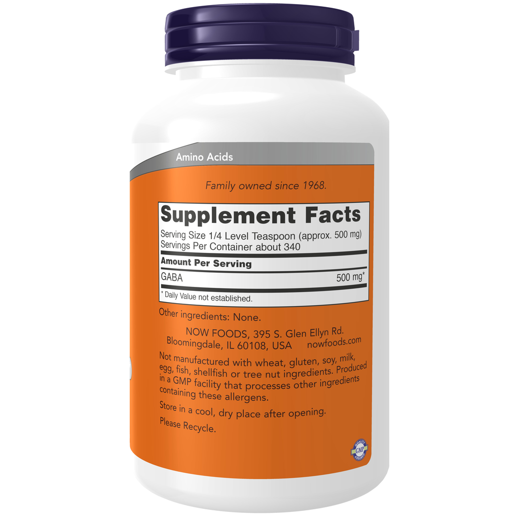 NOW Foods GABA Powder - 6 oz. – Label details / Etykieta producenta
