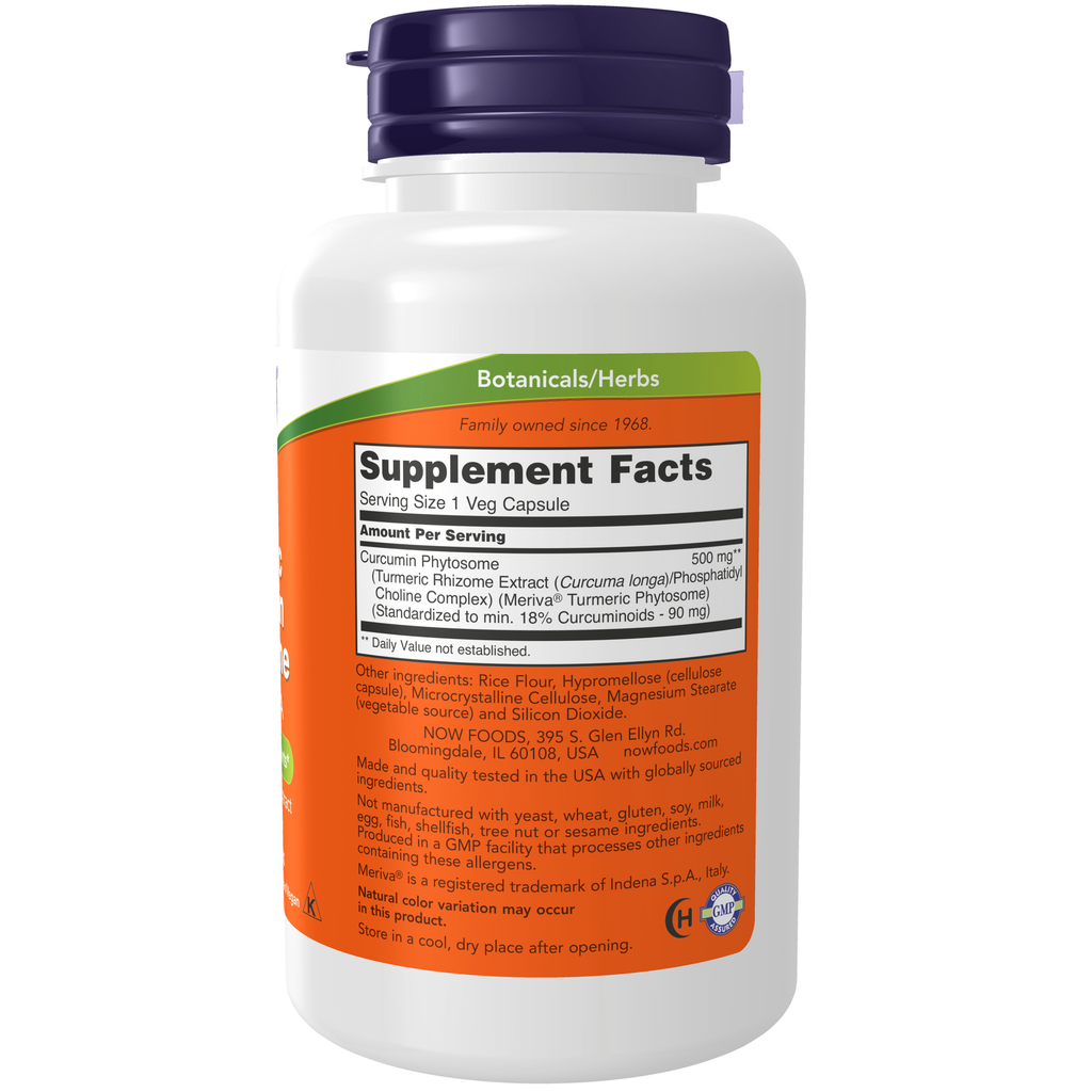 NOW Foods Turmeric Curcumin Phytosome - 60 Veg Capsules – Label details / Etykieta producenta