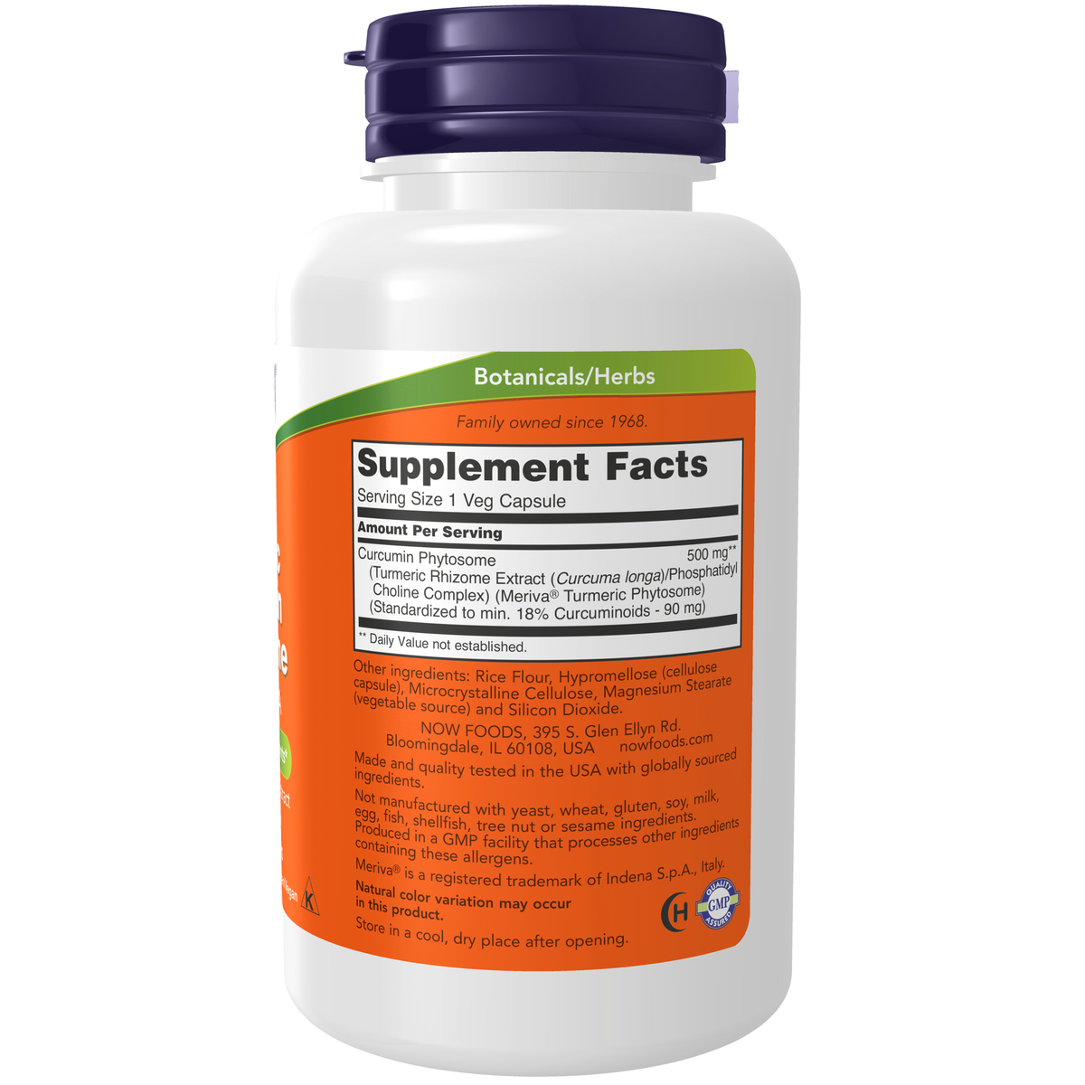 NOW Foods Turmeric Curcumin Phytosome - 60 Veg Capsules – Label details / Etykieta producenta