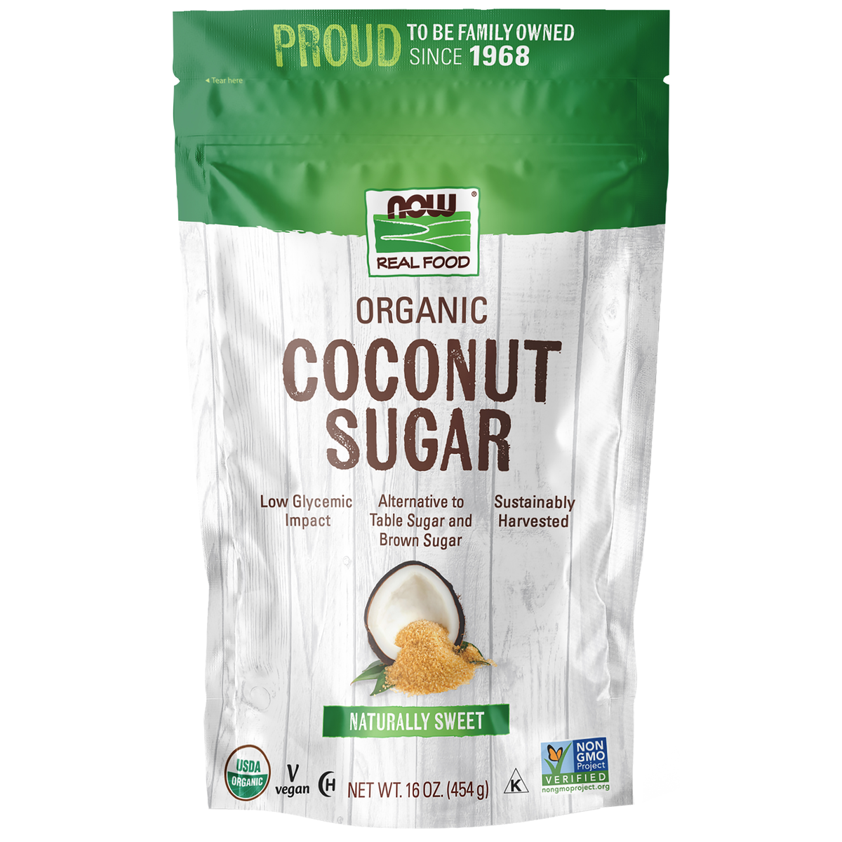 NOW Foods Coconut Sugar, Organic - 16 oz. / kokos cukier, produkt ekologiczny - 16 oz.