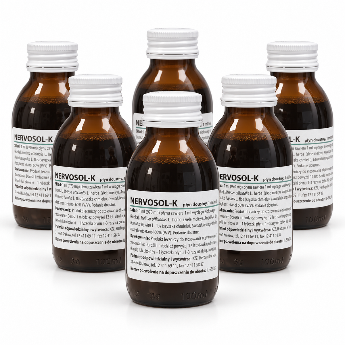 Nervosol-K Calming Herbal Liquid 100 ml | Herbapol Krakow