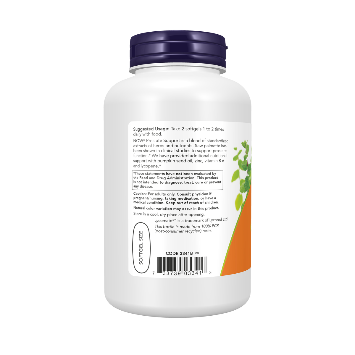 NOW Foods Prostate Support - 180 Softgels – Left label / Etykieta producenta