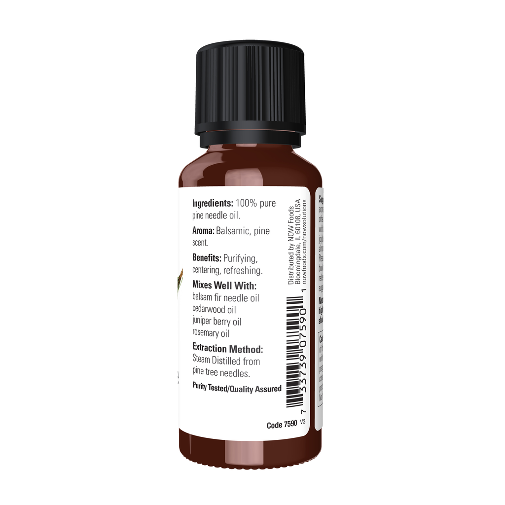 NOW Foods Pine Needle Oil - 1 fl. oz. – Right label / Etykieta producenta