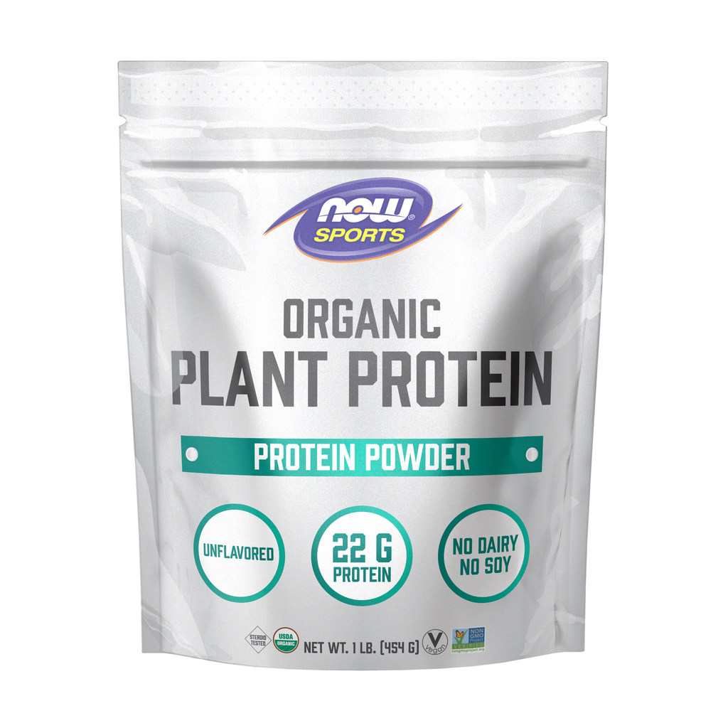 NOW Foods Plant Protein, Organic Unflavored Powder - 1 lb. / roślinny białko, produkt ekologiczny proszek bez dodatków smakowych - 1 lb.