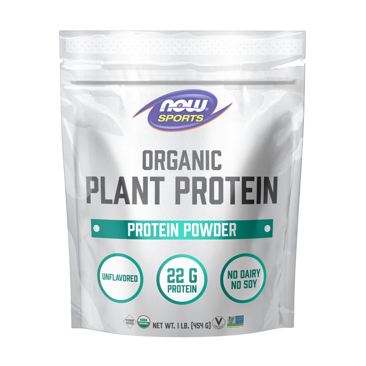 NOW Foods Plant Protein, Organic Unflavored Powder - 1 lb. / roślinny białko, produkt ekologiczny proszek bez dodatków smakowych - 1 lb.
