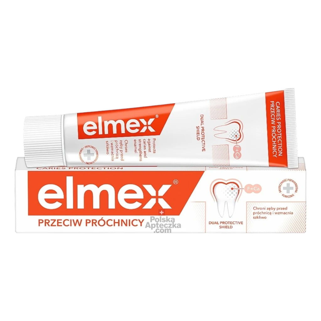 Elmex Caries Protection Toothpaste – Anti-cavity formula with fluoride and calcium for enamel strengthening, 75ml tube