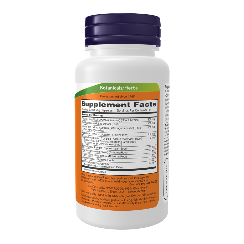 NOW Foods Menopause Support - 90 Veg Capsules – Right label / Etykieta producenta