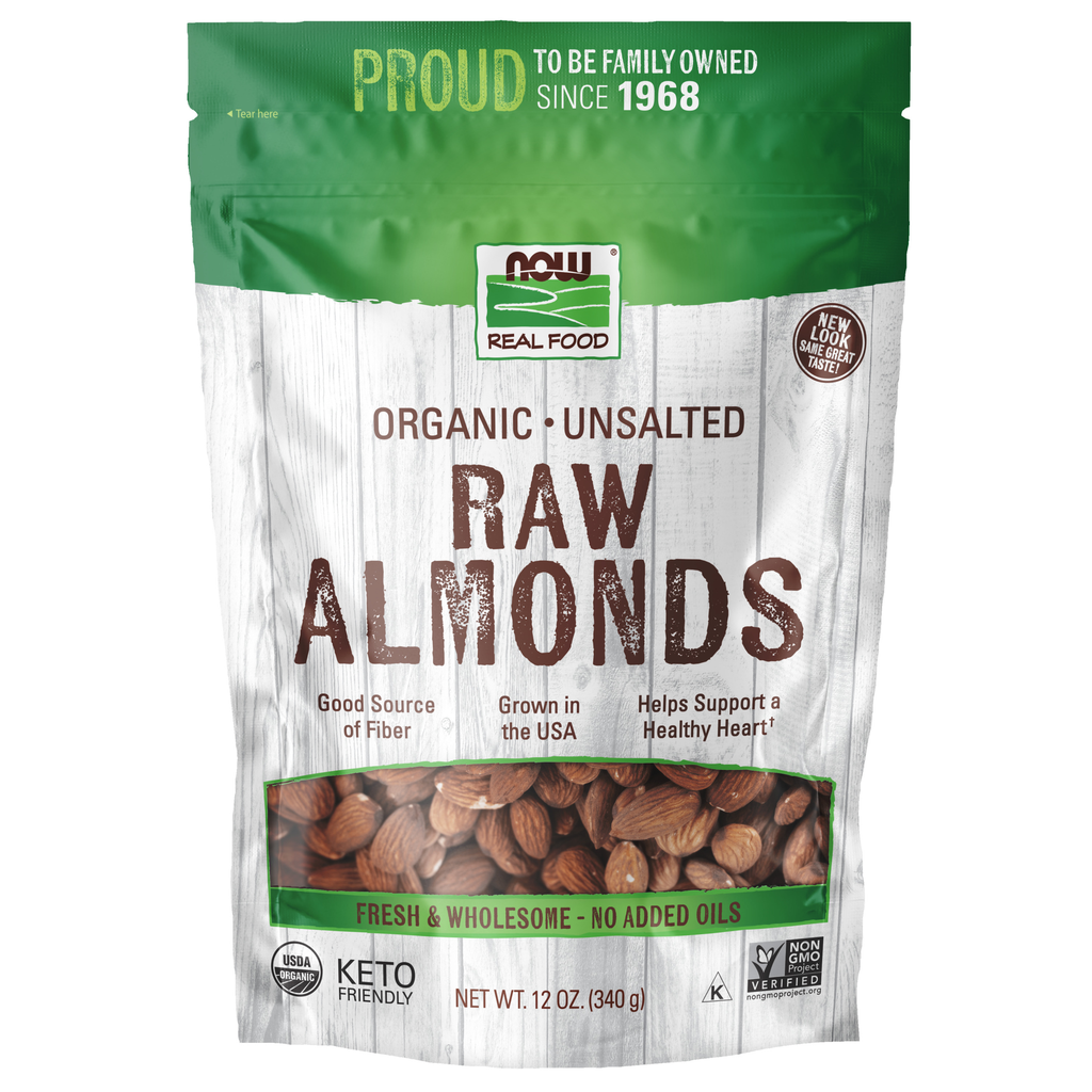 NOW Foods Almonds, Organic, Raw & Unsalted / migdały, produkt ekologiczny, surowe i niesolone
