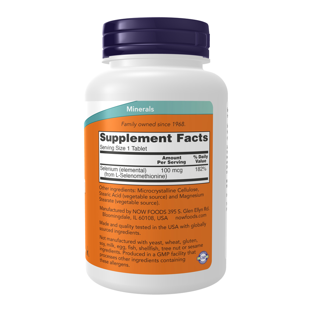 NOW Foods Selenium 100 mcg- 250 Tablets – Right label / Etykieta producenta